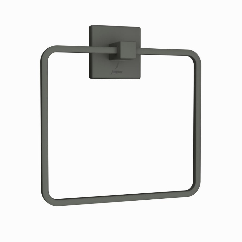 JAGUAR SQUARE TOWEL RING WITH WALL FLANGE-AKP-GRF-35721P- GRAPHITE