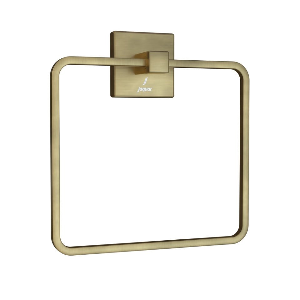 JAGUAR SQUARE TOWEL RING WITH WALL FLANGE-AKP-ABR-35721P- ANTIQUE BRONZE