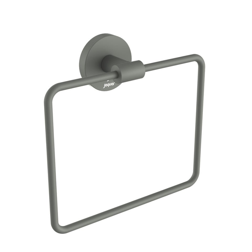 JAGUAR SQUARE TOWEL RING WITH WALL FLANGE-ACN-GRF-1121N-Graphite