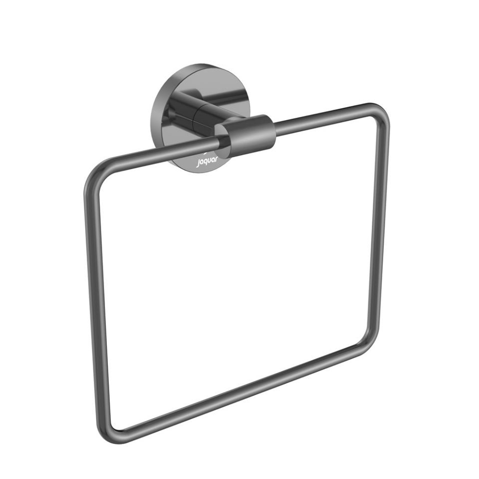 JAGUAR SQUARE TOWEL RING WITH WALL FLANGE-ACN-BCH-1121N- Black CHROME