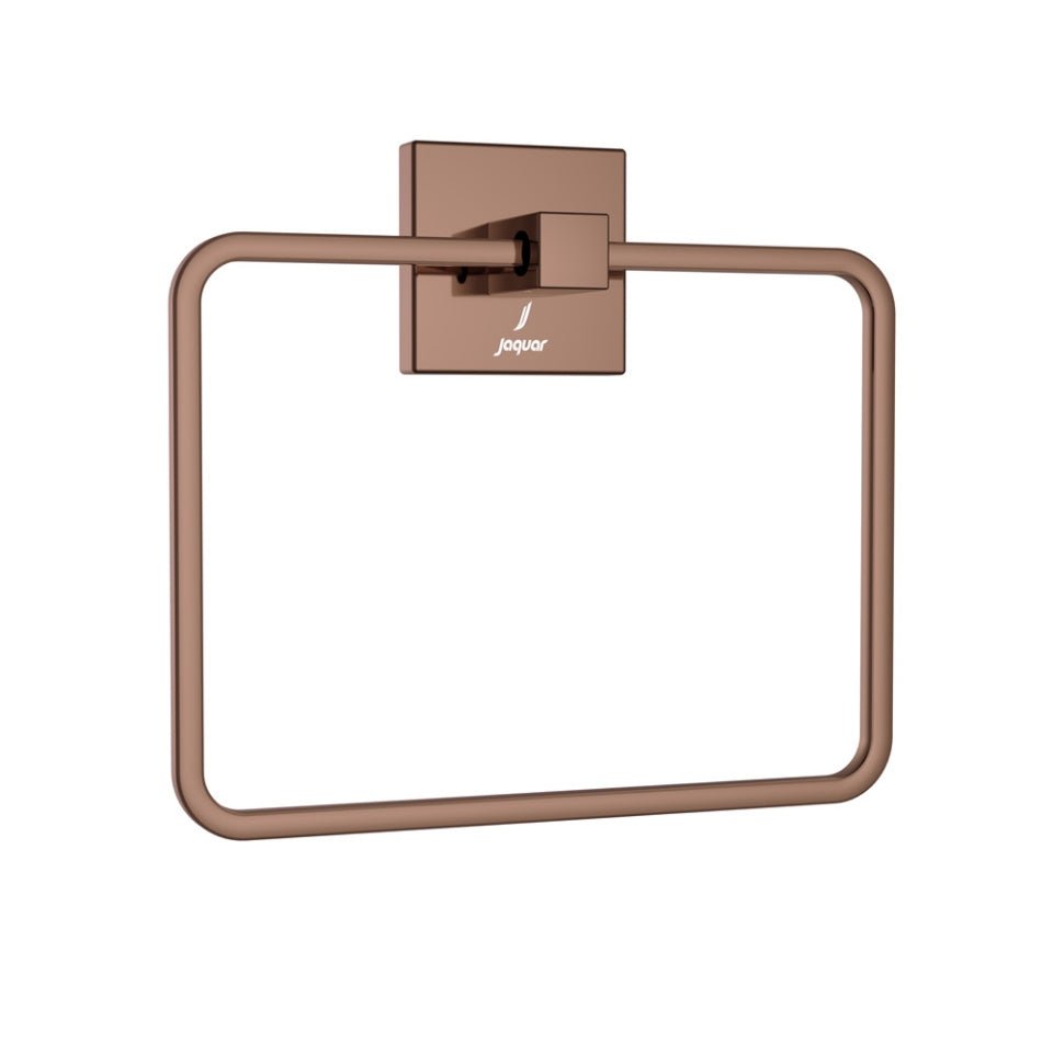 JAGUAR SQUARE TOWEL RING WITH WALL FLANGE-AKP-BGP-35721P- BLUSH GOLD BRIGHT PVD