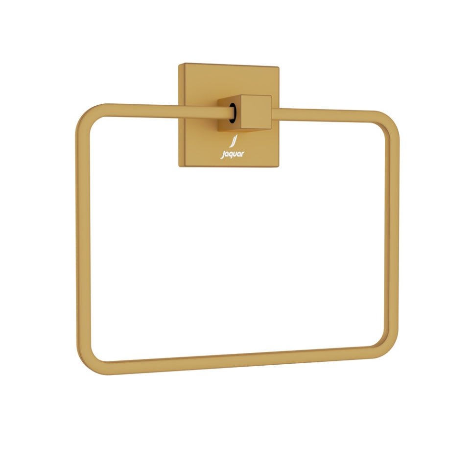 JAGUAR SQUARE TOWEL RING WITH WALL FLANGE-AKP-GMP-35721P-GOLD MATT PVD