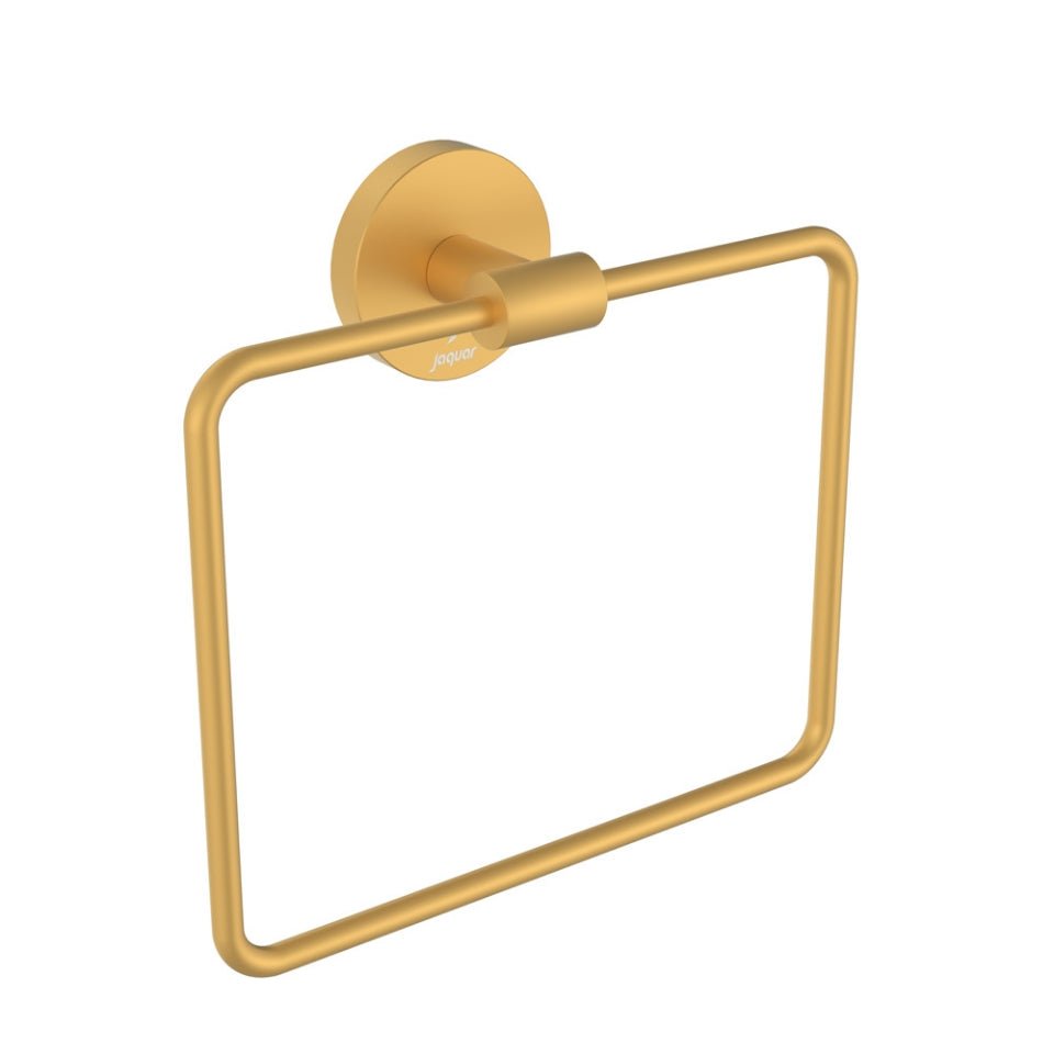 JAGUAR SQUARE TOWEL RING WITH WALL FLANGE-ACN-GMP-1121N-Gold Matt PVD