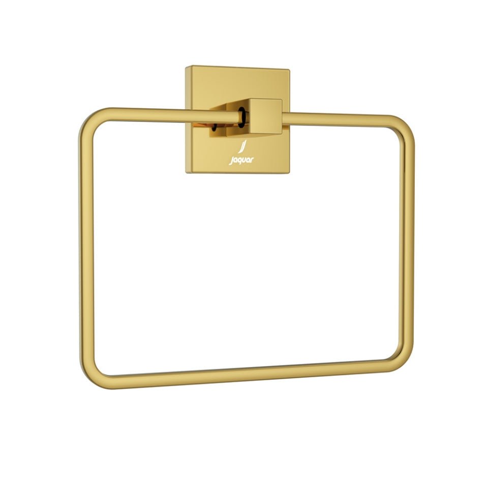 JAGUAR SQUARE TOWEL RING WITH WALL FLANGE-AKP-GBP-35721P- GOLD BRIGHT PVD