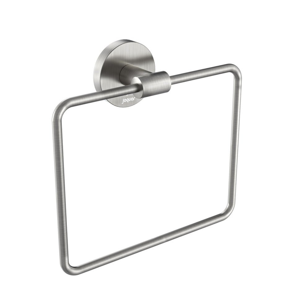 JAGUAR SQUARE TOWEL RING WITH WALL FLANGE-ACN-SSF-1121N-Stainless Steel Finish