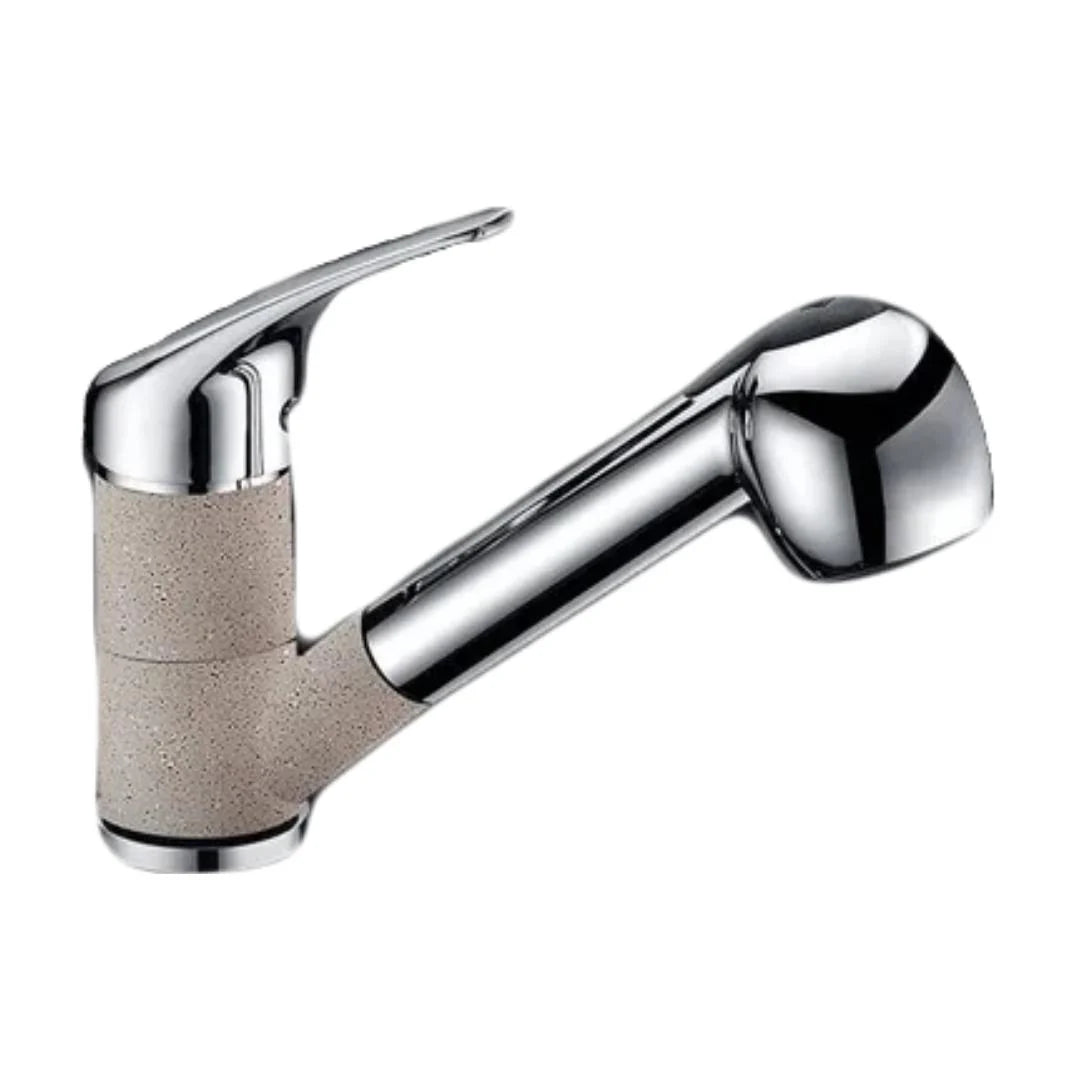 Carysil Table Mounted Pull-Out Kitchen Sink Mixer ALA01508 with Extractable Hand Shower Spout in Chrome + Cornflakes Finish