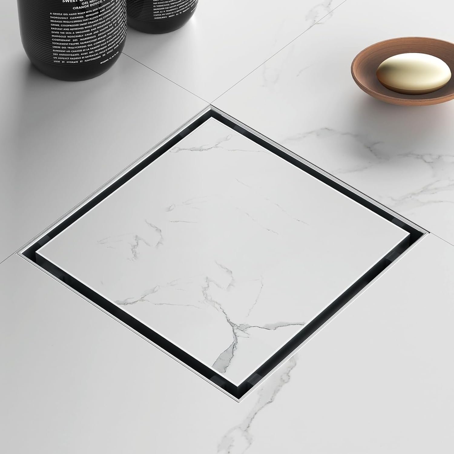 Picaso 6"x 6"Tile Insert Floor Drain- Chrome