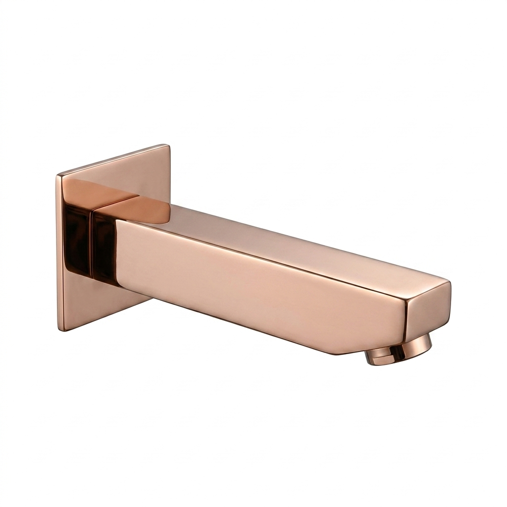 PICASO WALL MOUNTED KUBIX SPOUT WITH WALL FLANGE - ROSE GOLD