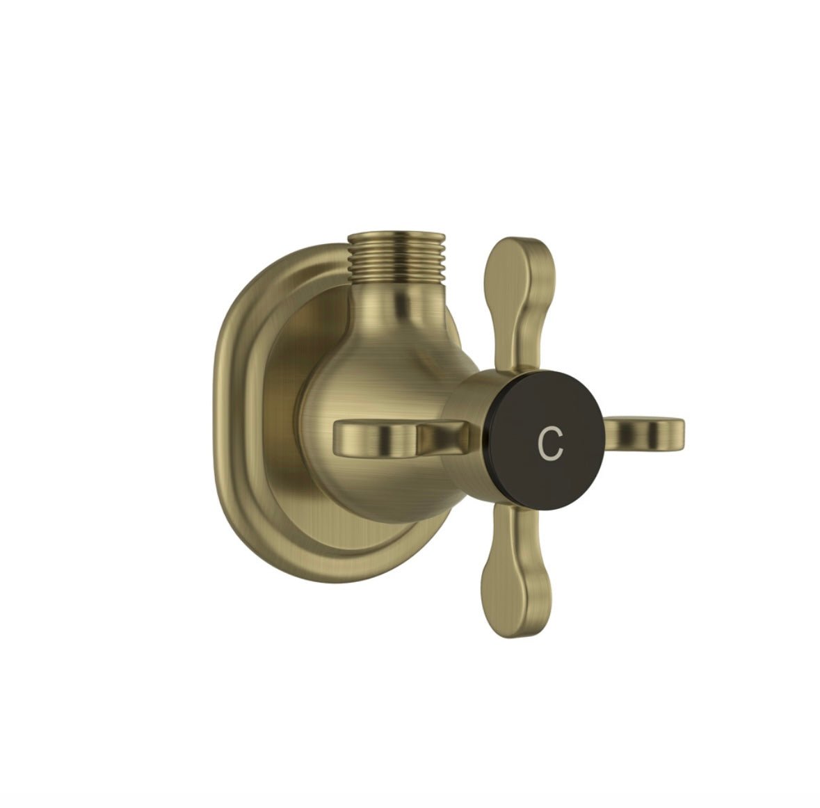 JAQUAR BASIN AREA ANGLE STOP VALVE QUEENS PRIME QQP-ABR-7053PMC - ANTIQUE BRONZE