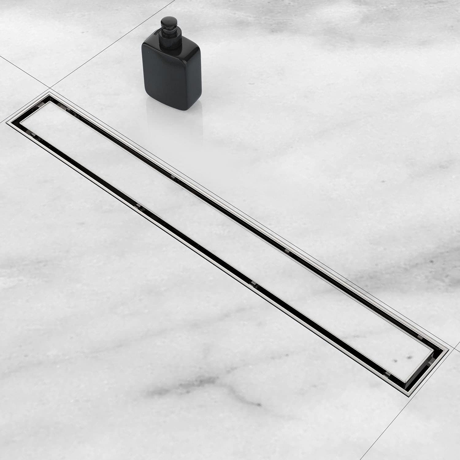 Picaso Piano 12"x4" Tile Insert Floor Drain-Chrome