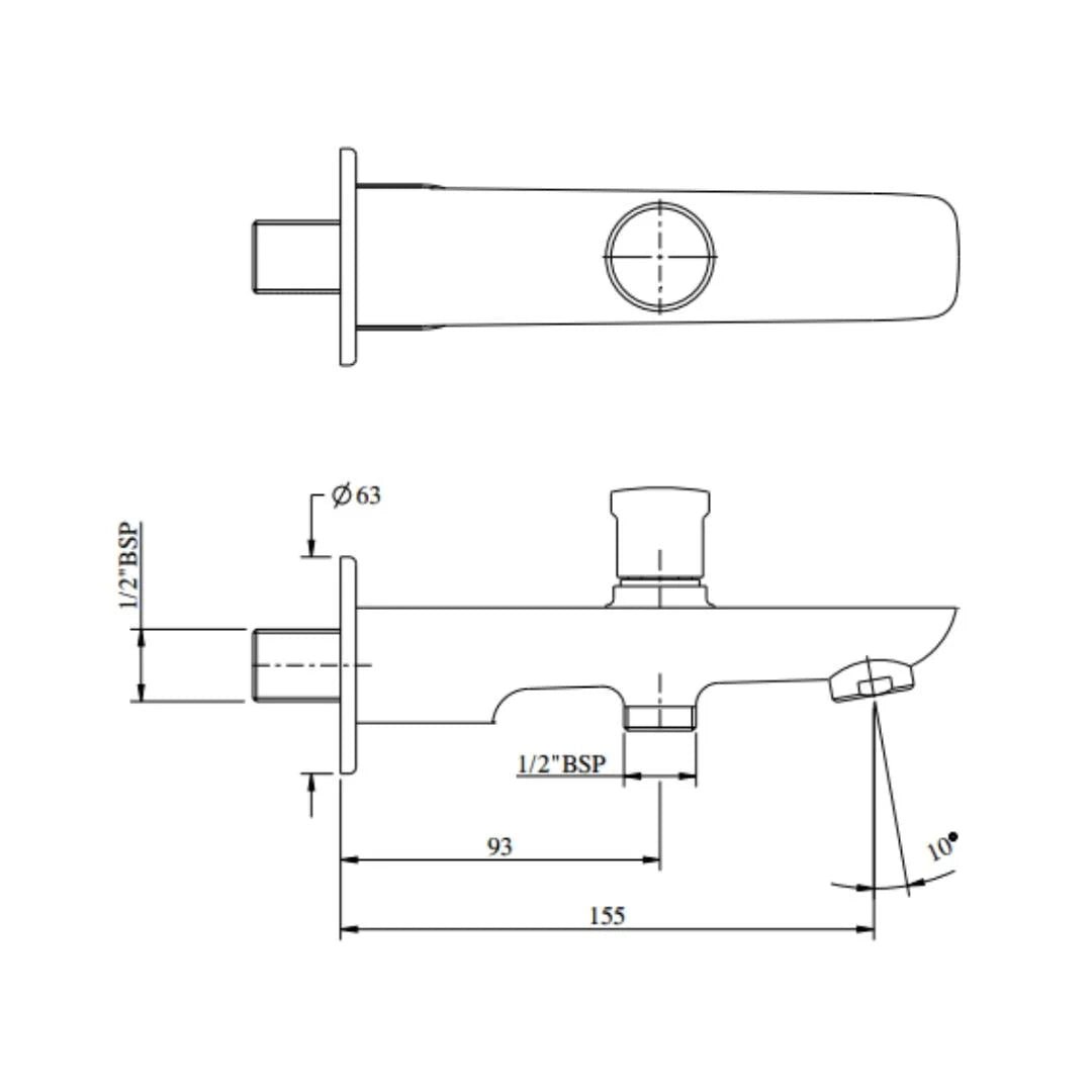Hindware Wall Mounted Spout Fluid F400008 - Chrome