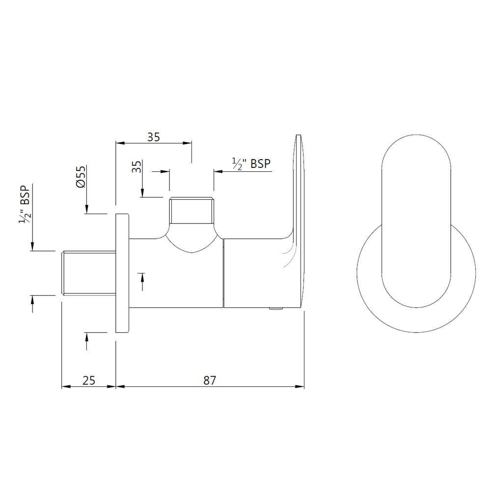 JAQUAR WC AREA ANGLE VALVE OPAL PRIME OPP-BLM-15053PM- BLACK MATT - Image 2