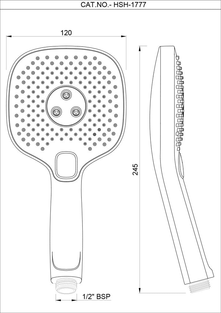 JAQUAR FLEXI NOZZLE MULTIFUNCTION TRI FLOW HAND SHOWER HSH-BLM-1773 - BLACK MATT - Image 2