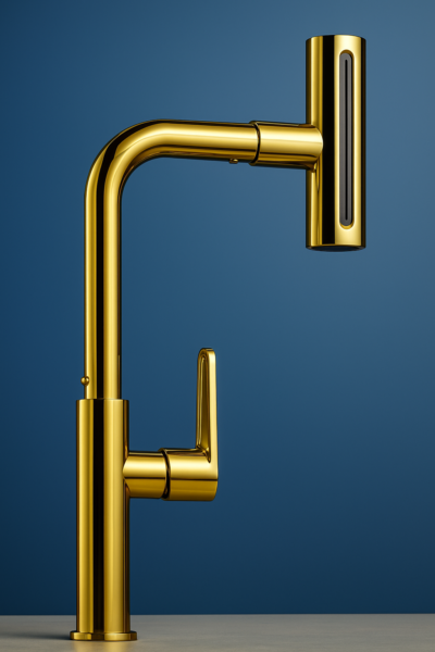 Picaso 4 Way 12" Tall Body Pillar Cock Tap- Gold
