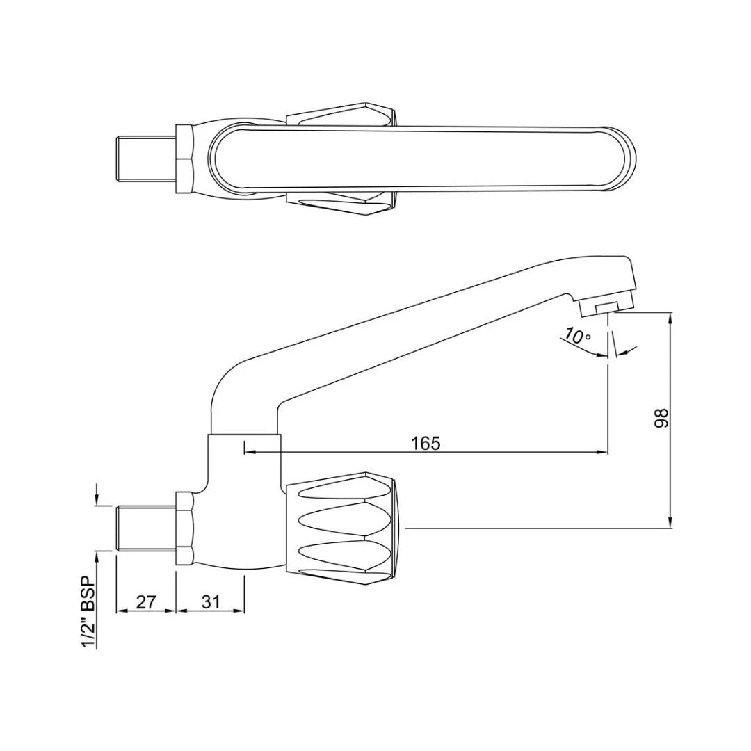 Jaquar Wall Mounted Regular Kitchen Sink Tap Continental CON-347KNM with Swinging Spout in Chrome Finish - Image 2