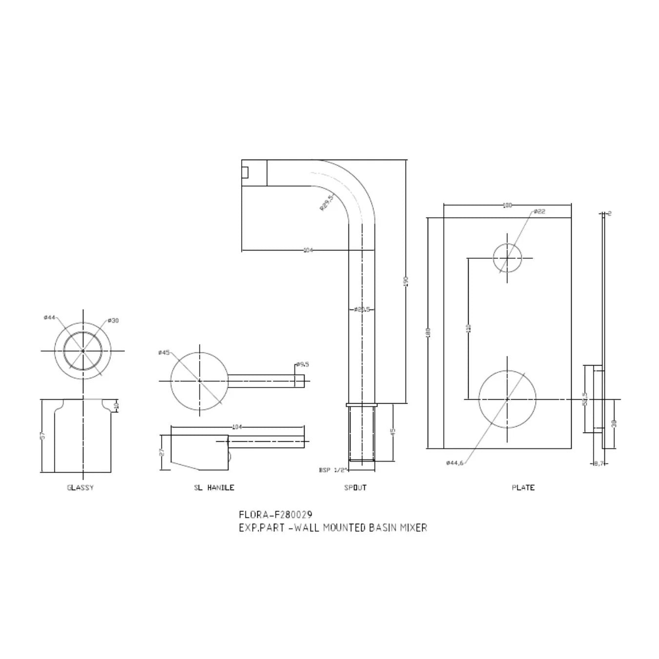 Hindware Wall Mounted Basin Mixer Flora F280029 - Chrome - Image 2
