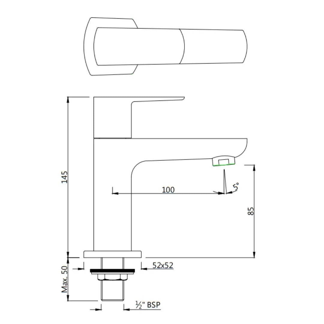 Jaquar Table Mounted Regular Basin Tap Kubix Prime KUP-BCH-35001PM - Black Chrome - Image 2