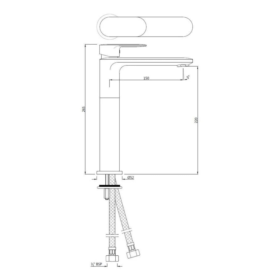 Jaquar Table Mounted Tall Boy Basin Mixer Opal Prime OPP-GRF-15005BPM - Graphite - Image 2