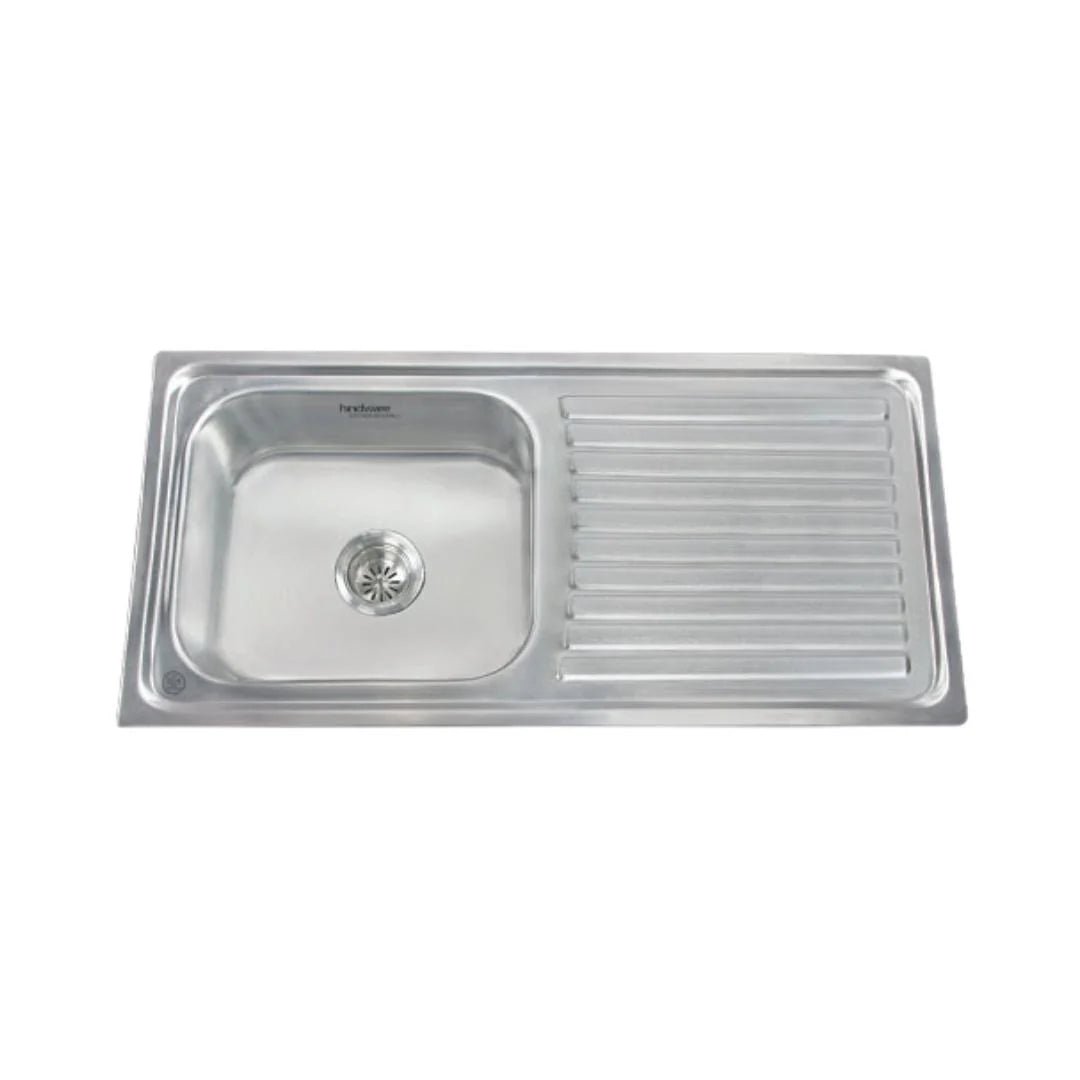 Hindware Stainless Steel Sink Pressed Series SINGLE BOWL WITH DRAINER PLATINO 45 x 20 x 10 ( 45 x 20 inches ) - Matt