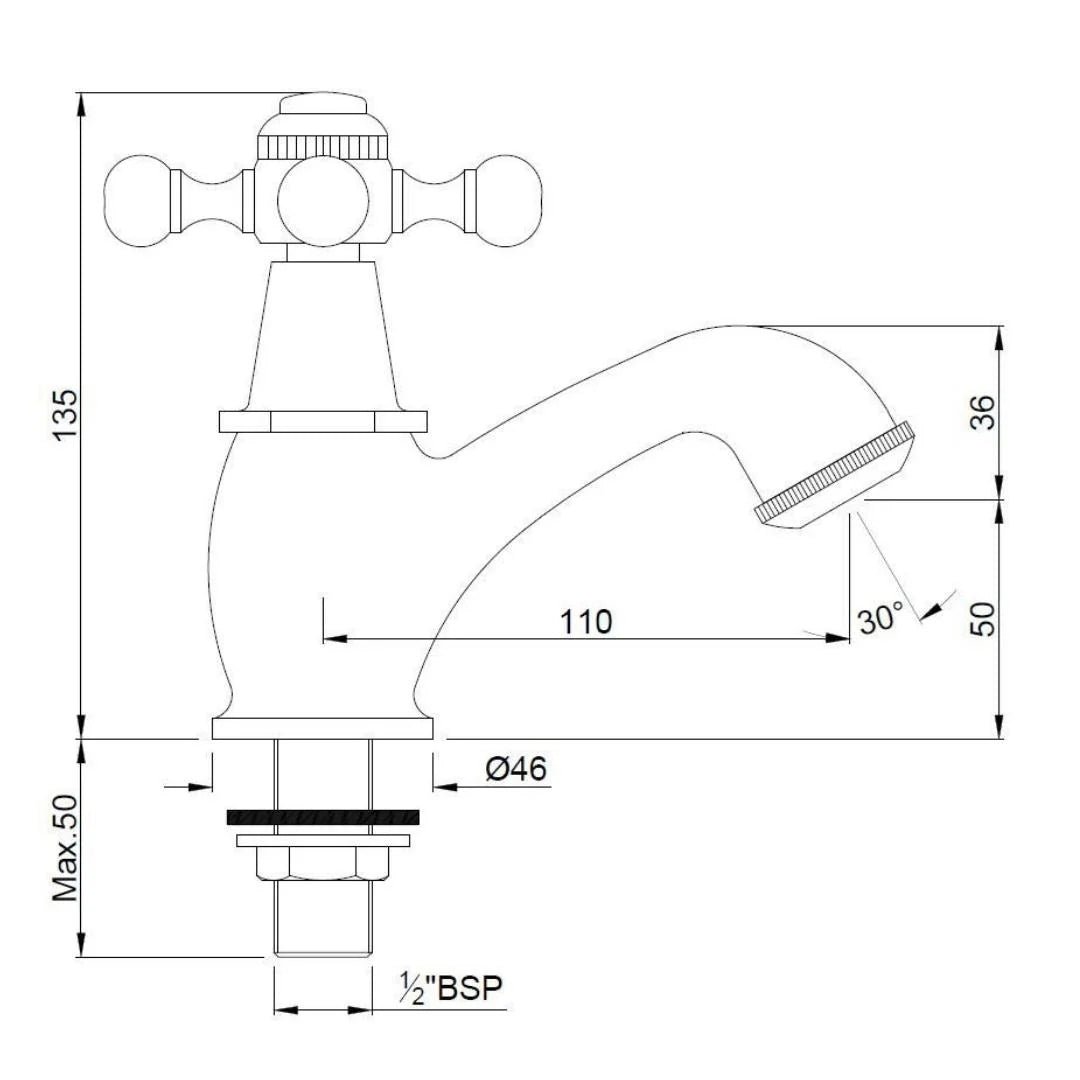 Jaquar Table Mounted Regular Basin Tap Queens QQT-GLD-7011 - Full Gold - Image 2