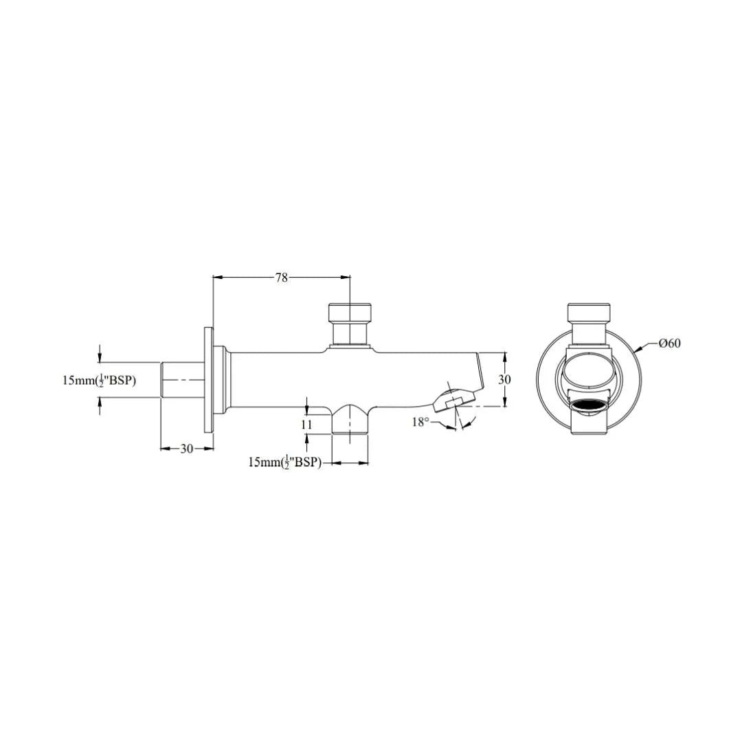 Cera Wall Mounted Spout Aquamatic F2001662 - Chrome - Image 2