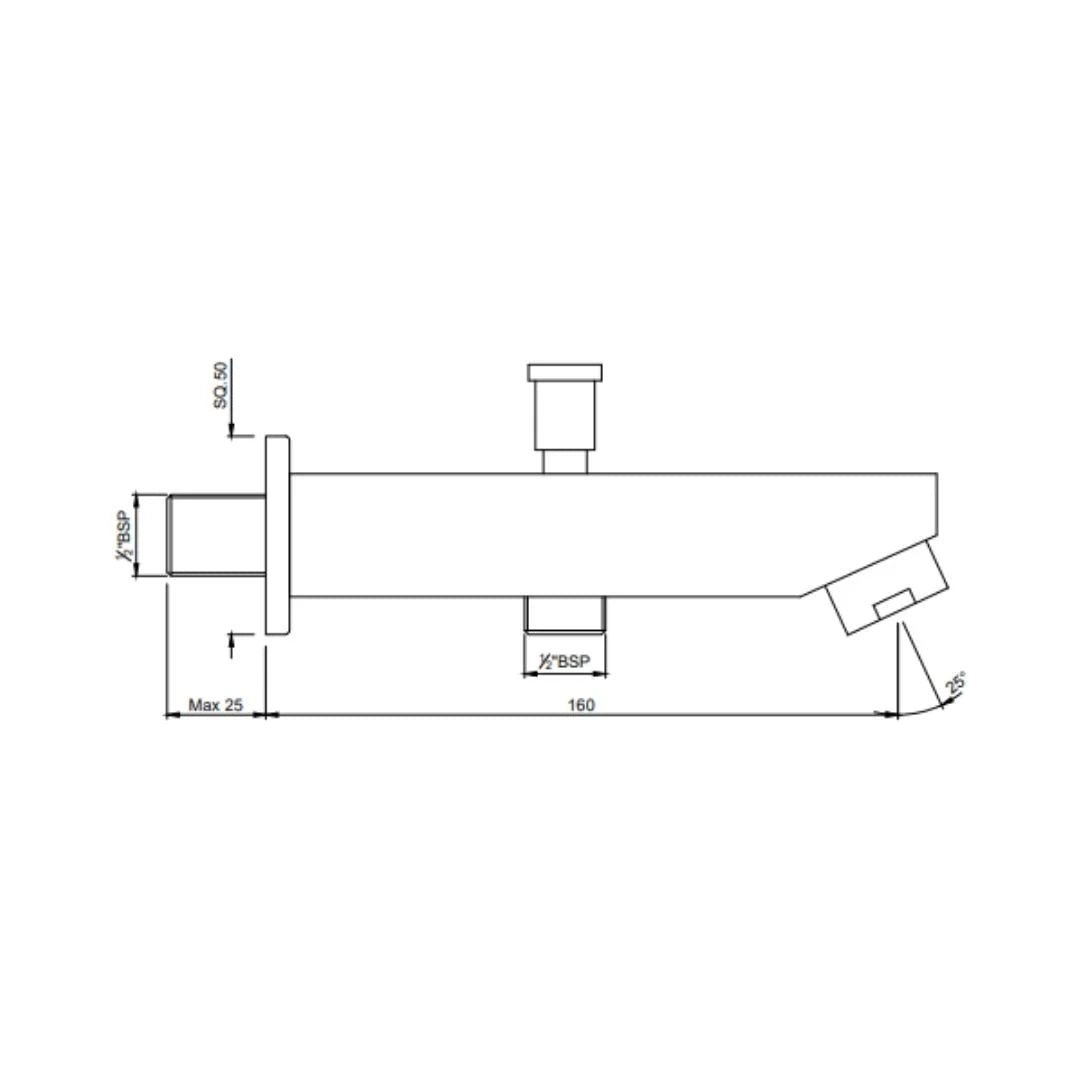 Jaquar Wall Mounted Spout Kubix Prime SPJ-GBP-35463PM - Gold Bright PVD - Image 2