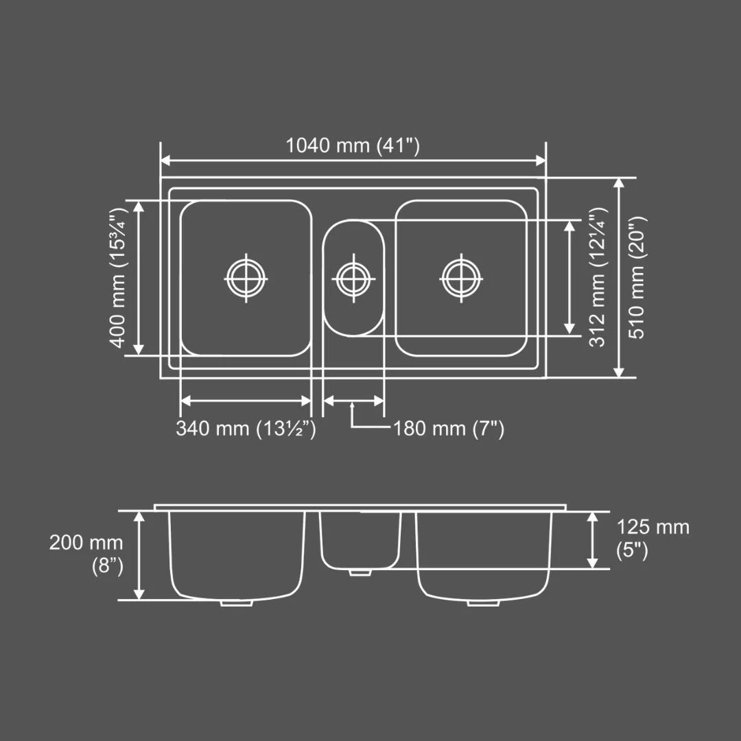 Nirali Stainless Steel Sink D'Signo Range GALAXY ( 41 x 20 inches ) - Satin - Image 2