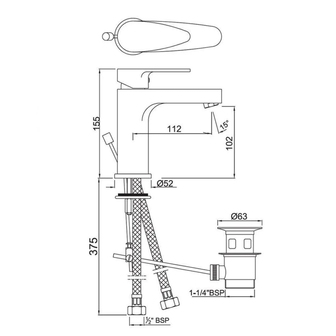 Jaquar Table Mounted Regular Basin Mixer Vignette Prime VGP-BLM-81051B - Black Matt - Image 2
